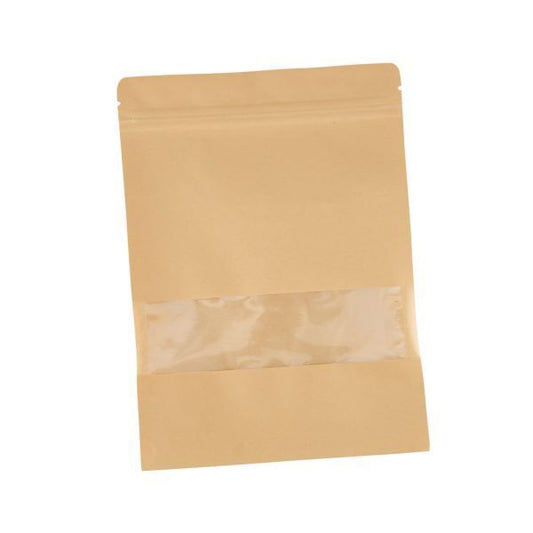Bolsa Kraft con Ventana y Cierre 16X22