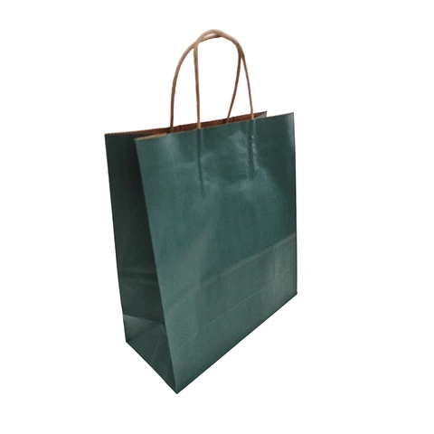 BOLSA KRAFT VERDE CON MANILLA 22X10X25CM